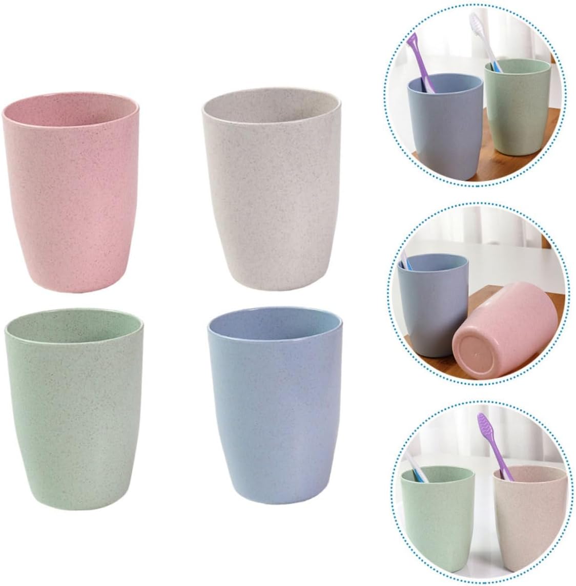 4pcs Wheatstraw Toothbrush Holder Cups for Bathroom
