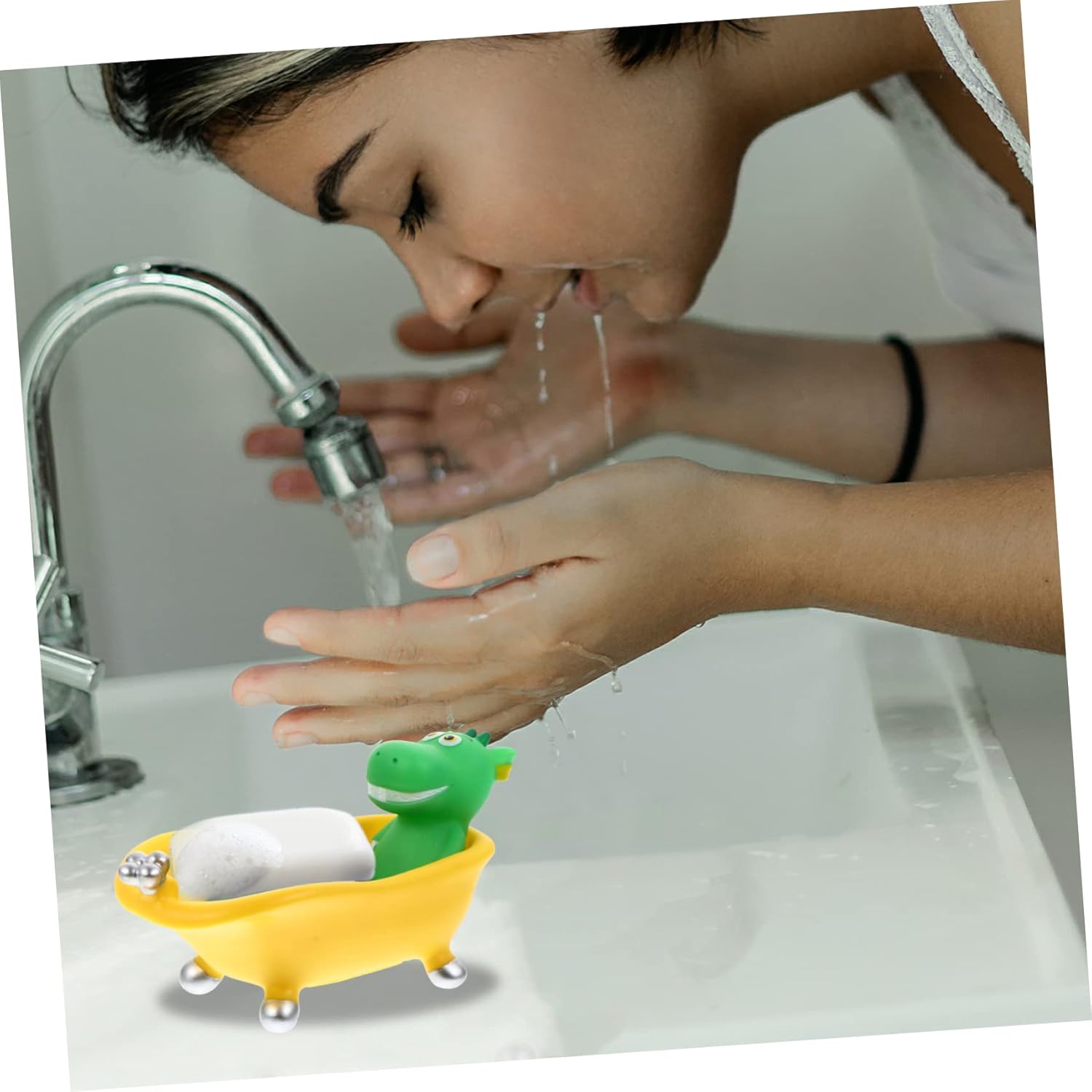 Luxshiny Cartoon Dinosaur Soap Box Drain Holder