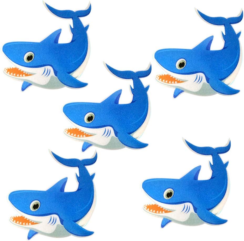 Cabilock 5pcs Non-Slip Frosted Shark Stickers for Bathroom Safety