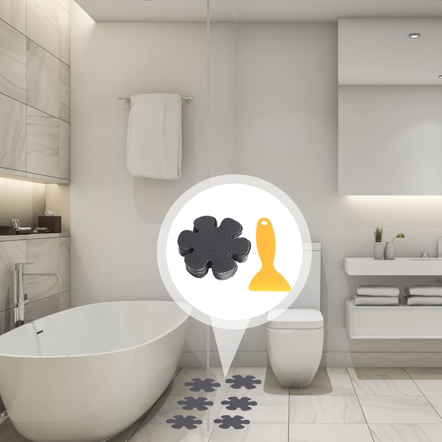 Alipis 20Pcs Flower Shape Non-Slip Bath Stickers