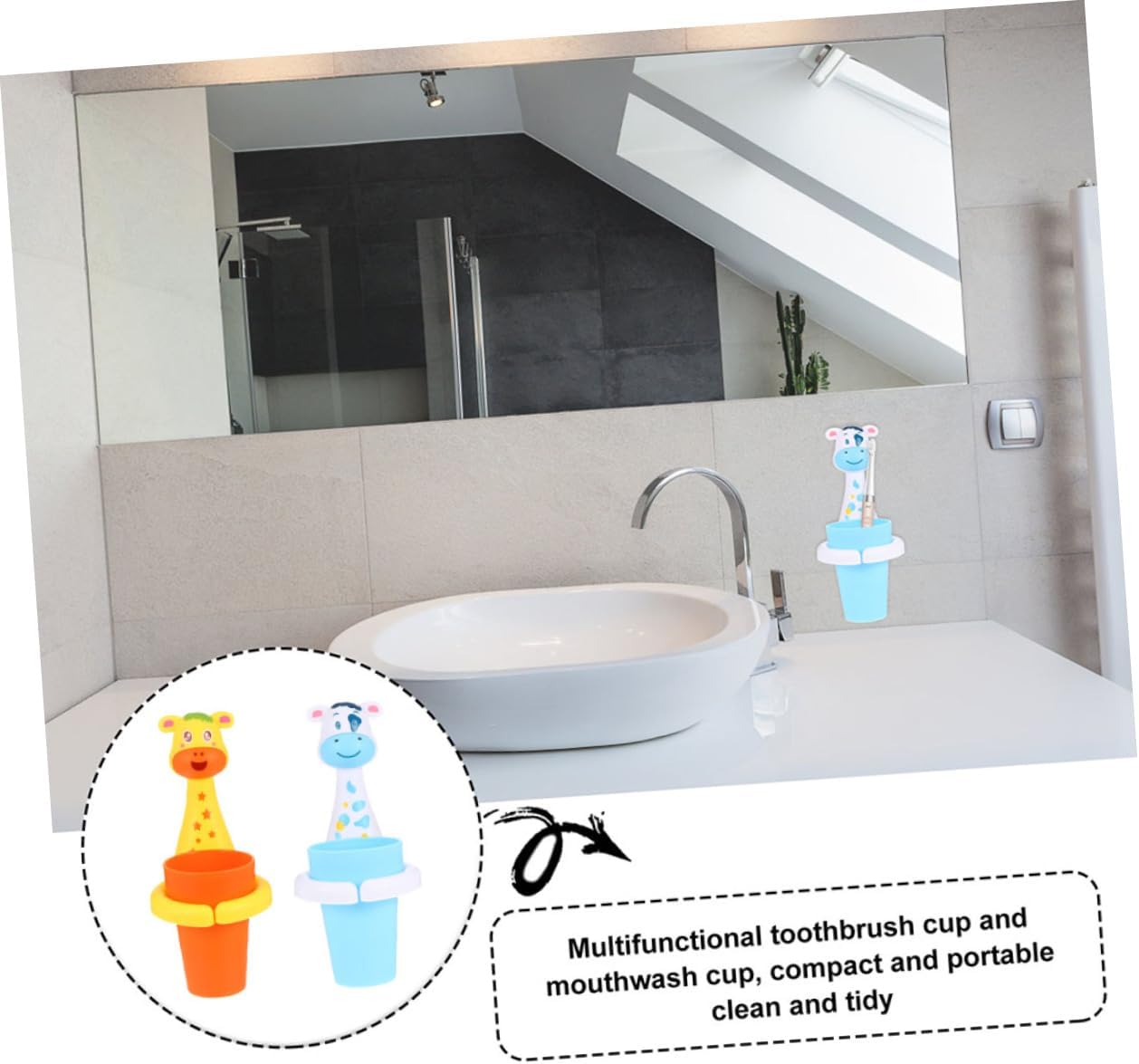 Alipis Wall Mounted Toothbrush Holder Set with Adhesive Hanger and Cup Rack