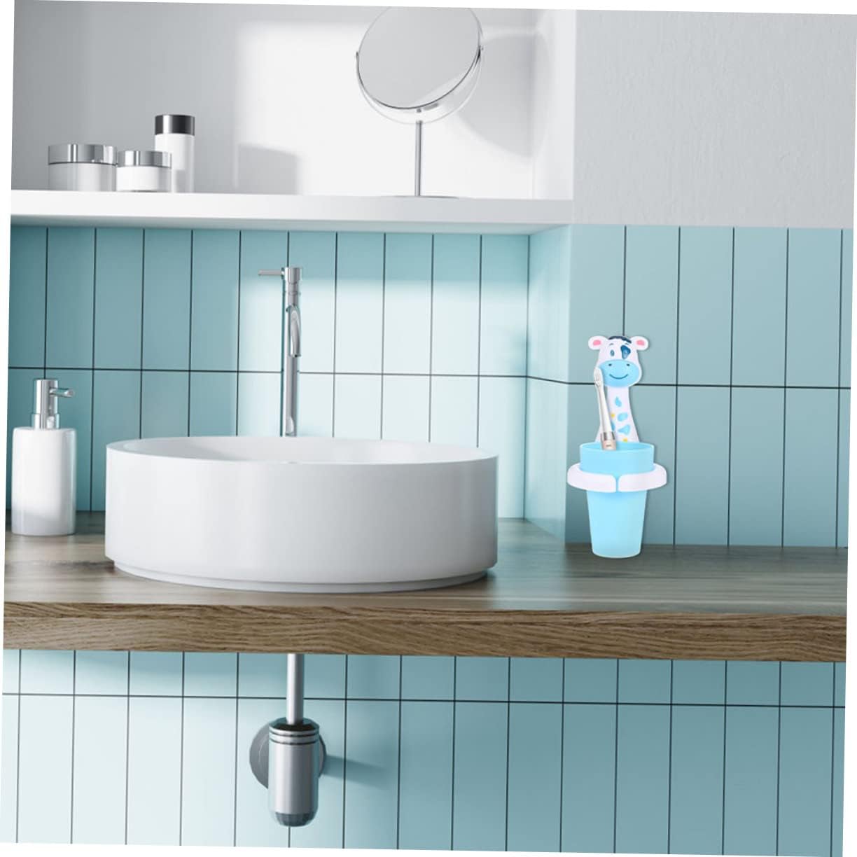 Alipis Wall Mounted Toothbrush Holder Set with Adhesive Hanger and Cup Rack