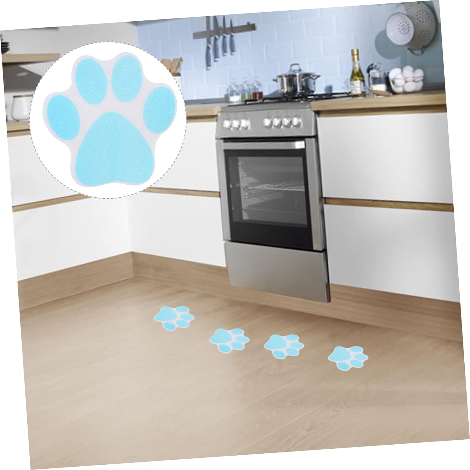 Garneck 10pcs Blue Paw Print Non-Slip Bathtub Stickers