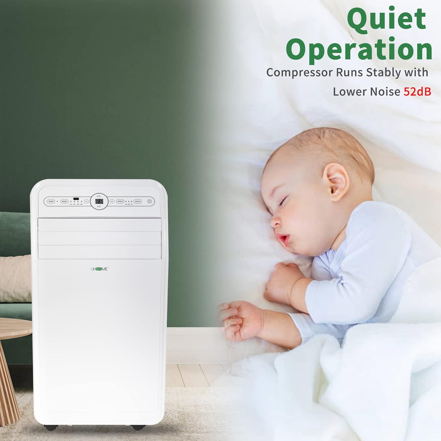 Uhome 12000 BTU Portable AC Heater Combo Unit with Window Kit White