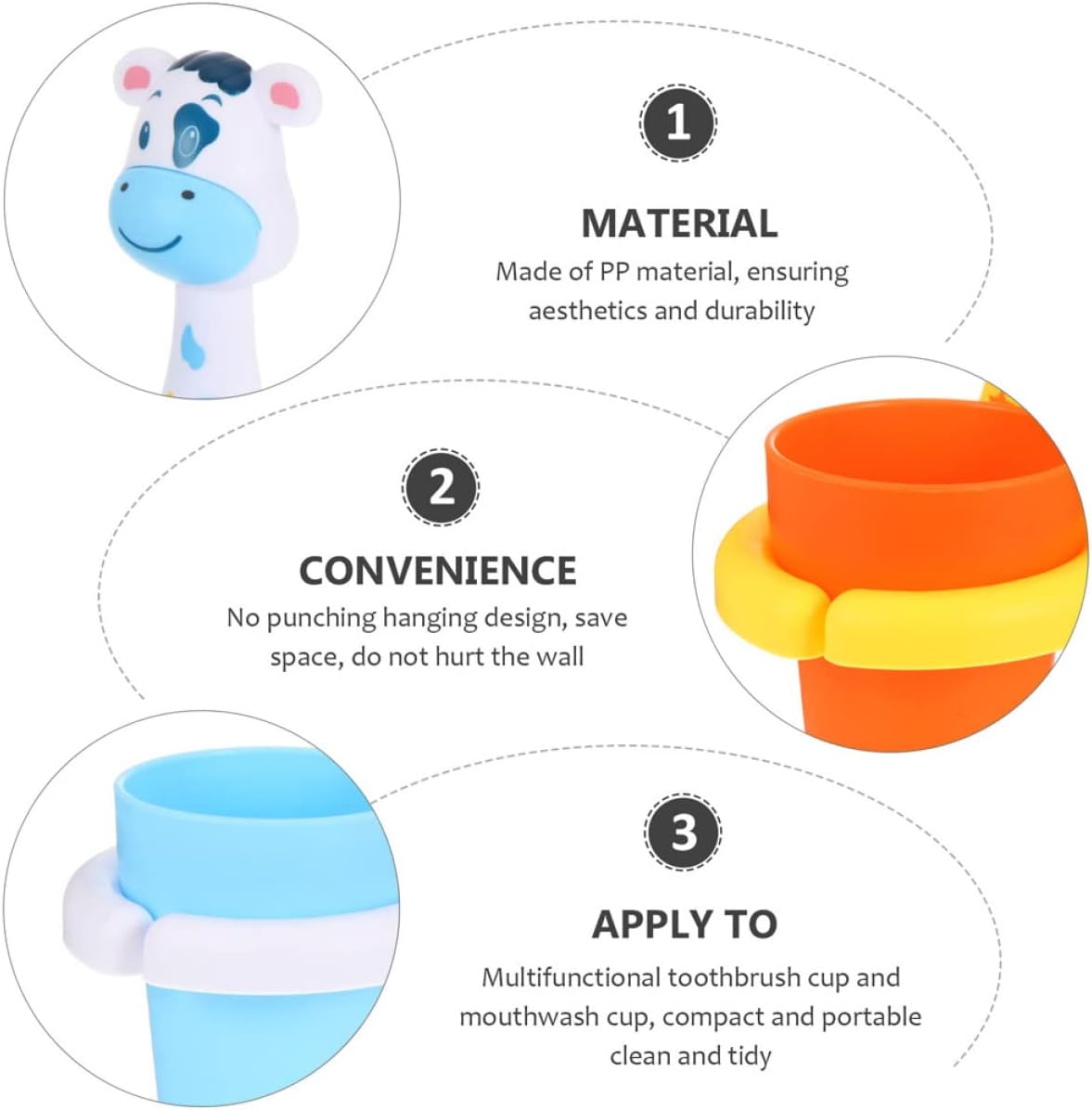 Cabilock 2Sets Cartoon Animal Toothbrush Holder Wall Mounted Storage Stand