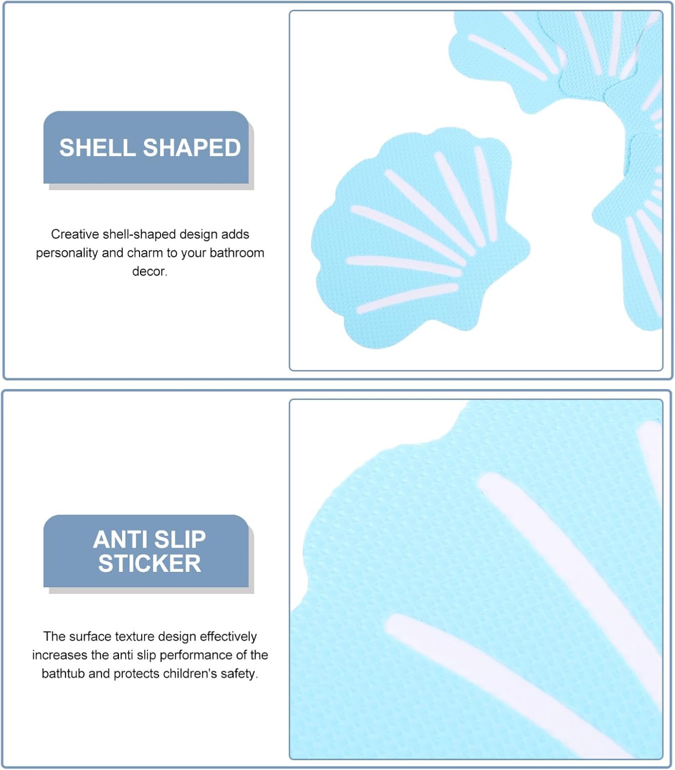 Cabilock 12pcs Shell Anti-Slip Stickers for Bathtub
