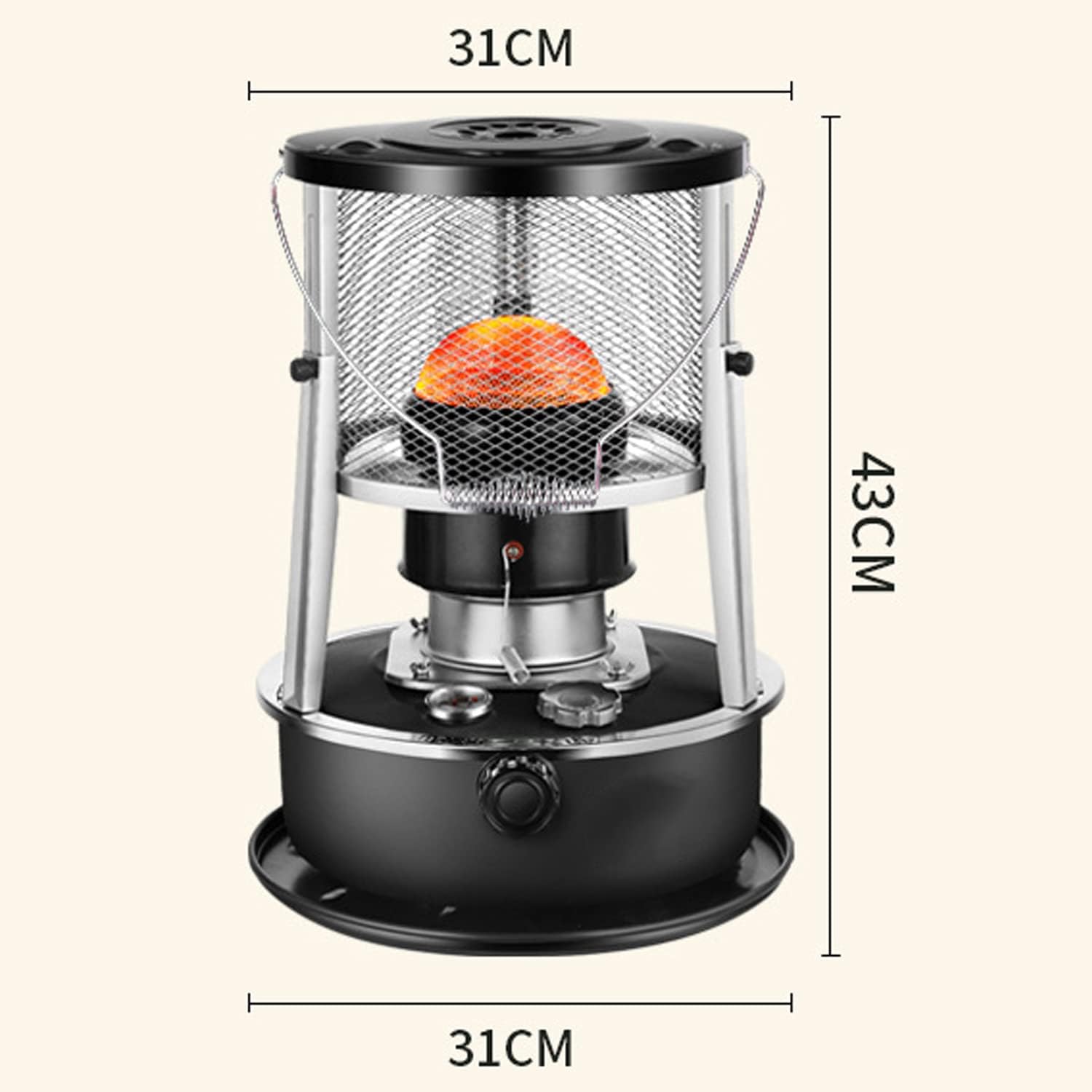 ArtsPavilion Kerosene Heater with Handle Black