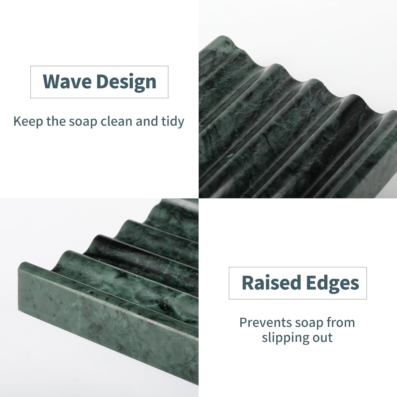 Karibiber Marble Soap Dish with Water Ripple Design