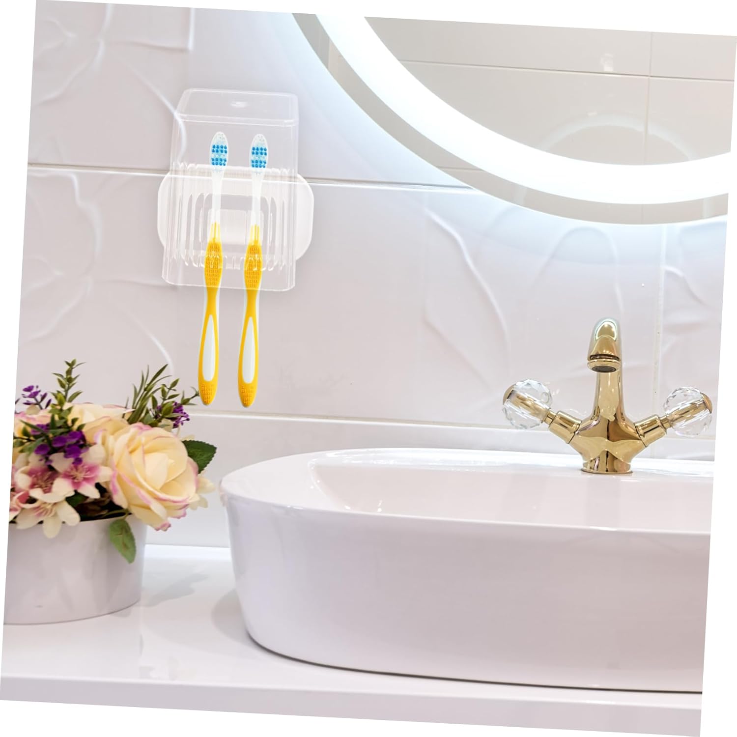 Happyyami Wall Mounted Toothbrush Holder Set 1