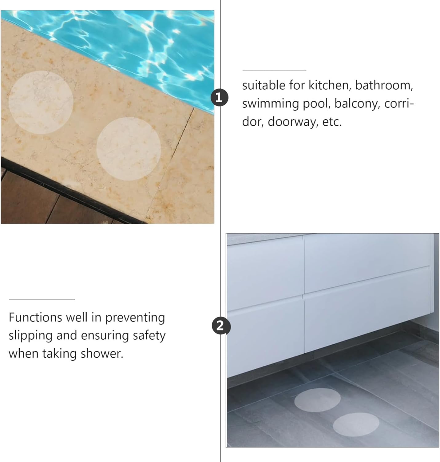 HAKIDZEL 1Set Non-Slip Bathroom Floor Stickers Transparent Peva Anti-Slip Decals