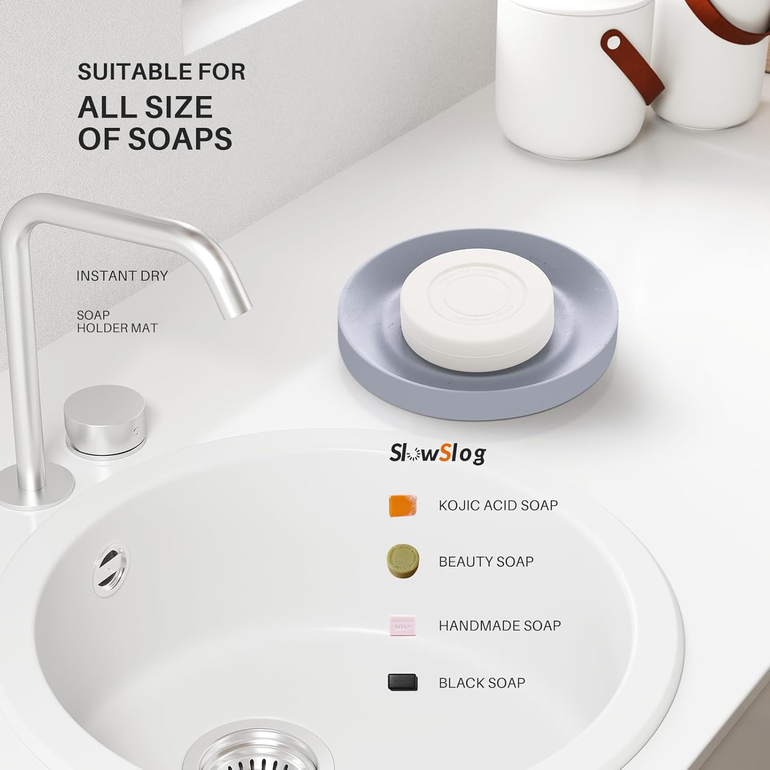 Slow Slog Diatomite Soap Dish Holder Gray 1