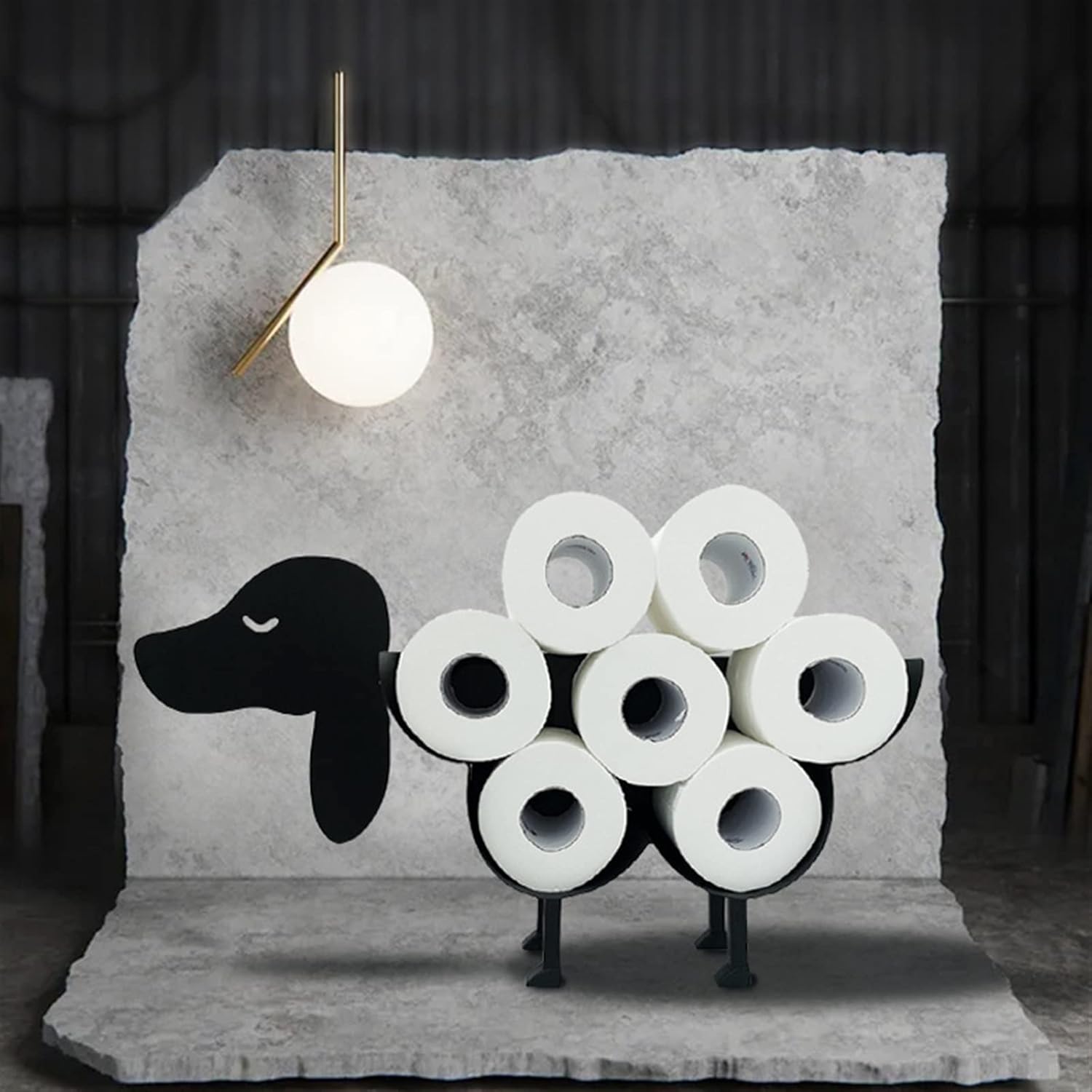 Adorable Black Metal Tissue Holder Stand with Funny Animal Design
