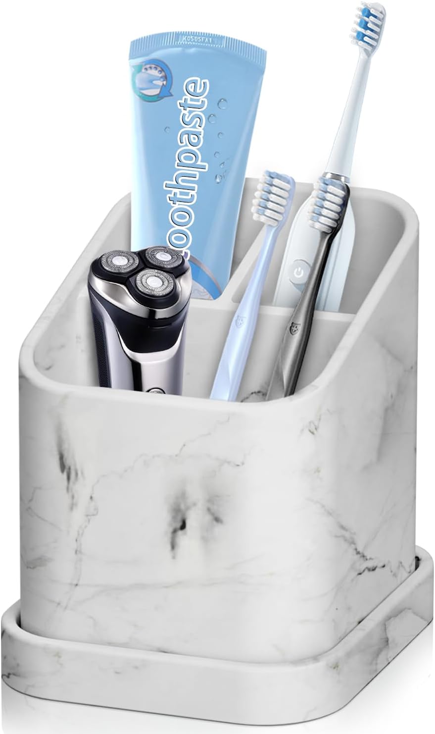DOLED Electric Toothbrush Holder with 3 Slots and Makeup Brush Storage