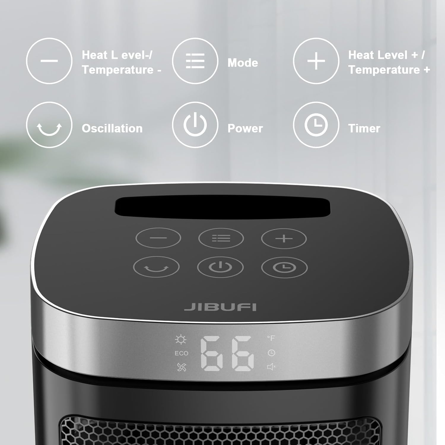 JIBUFI 1500W PTC Electric Heater with Remote Control and 70 Oscillation