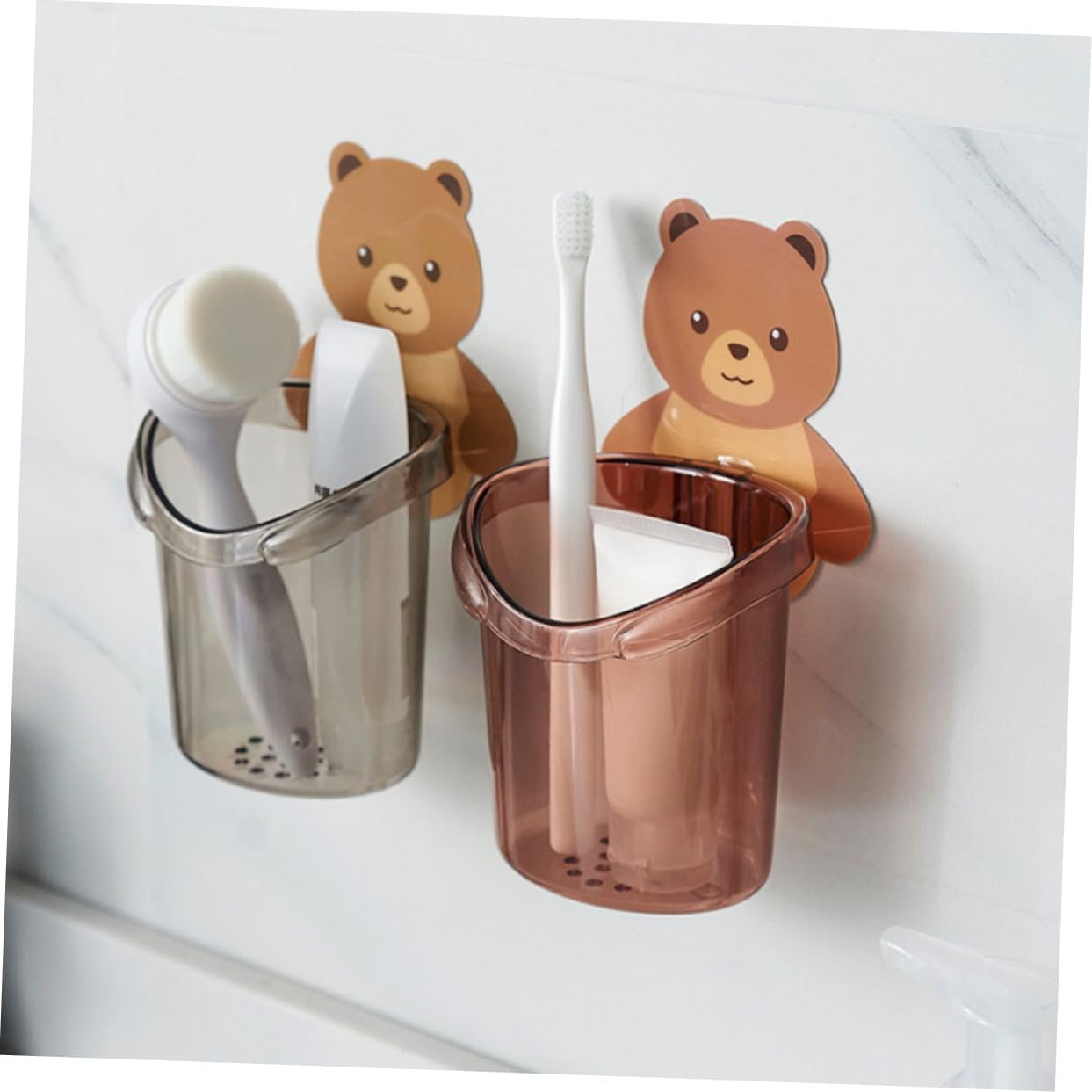 HEALLILY Wall Toothbrush Holder with Cartoon Design