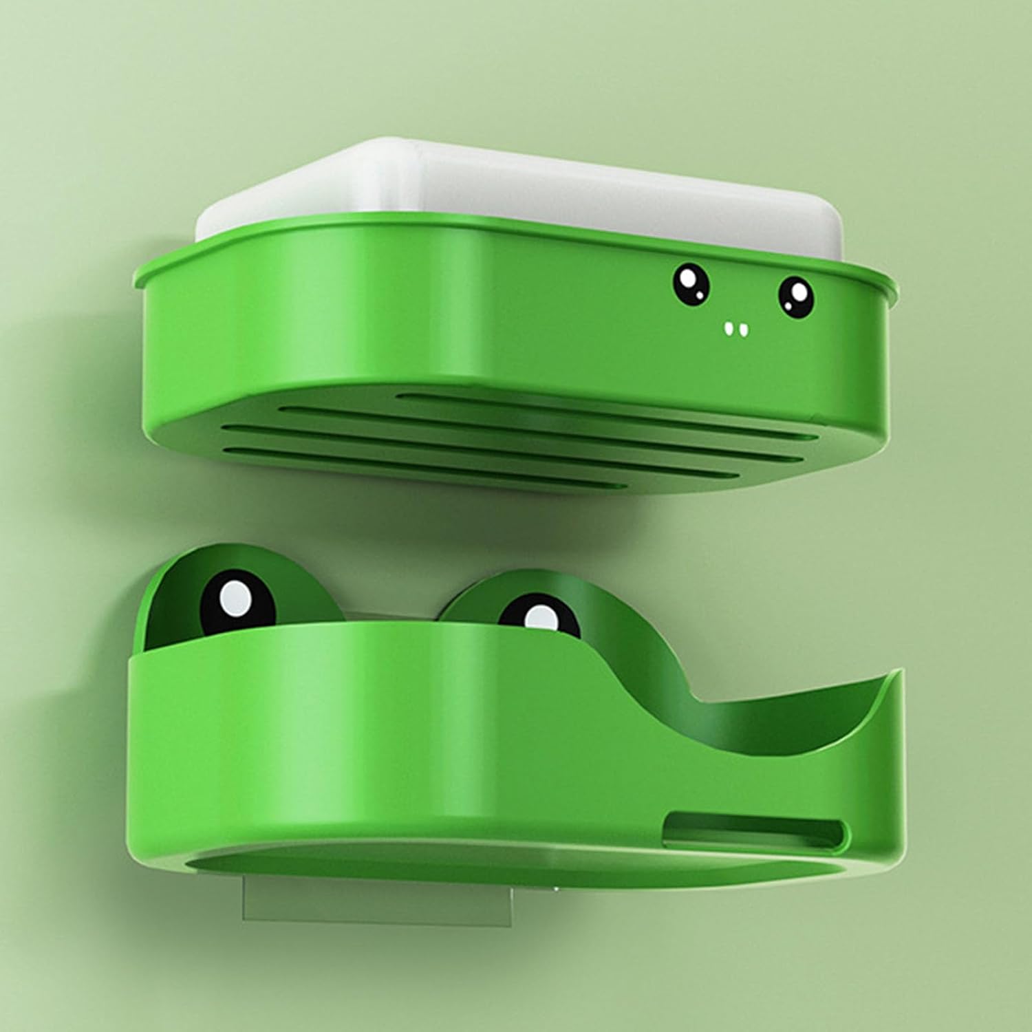 Frogs Wall Soap Dish Double Layer Drainage
