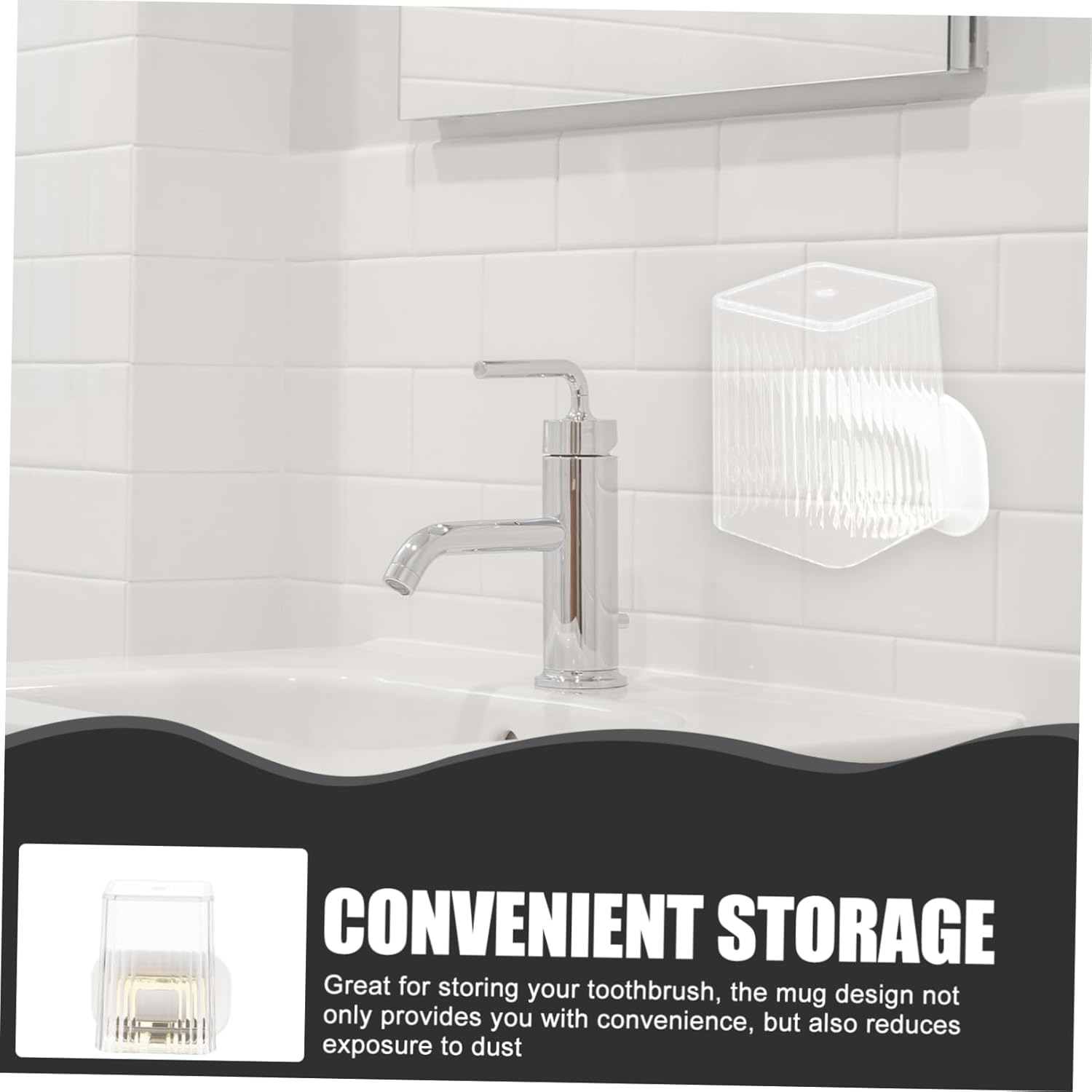 CONGARTENO Wall Mounted Toothbrush Holder Set Organizer with Cup No Drilling Required