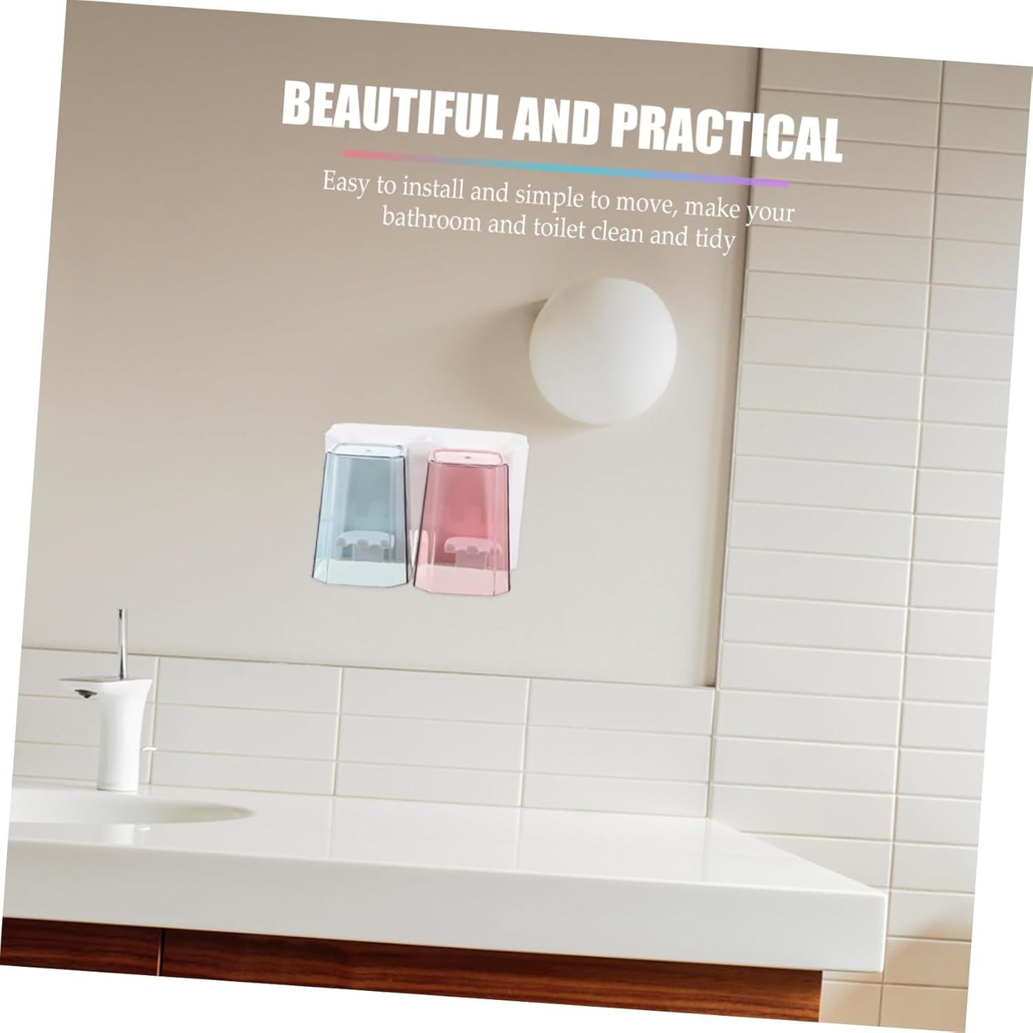 LIFKOME Wall-Mounted Toothbrush Cup Holder for Bathrooms