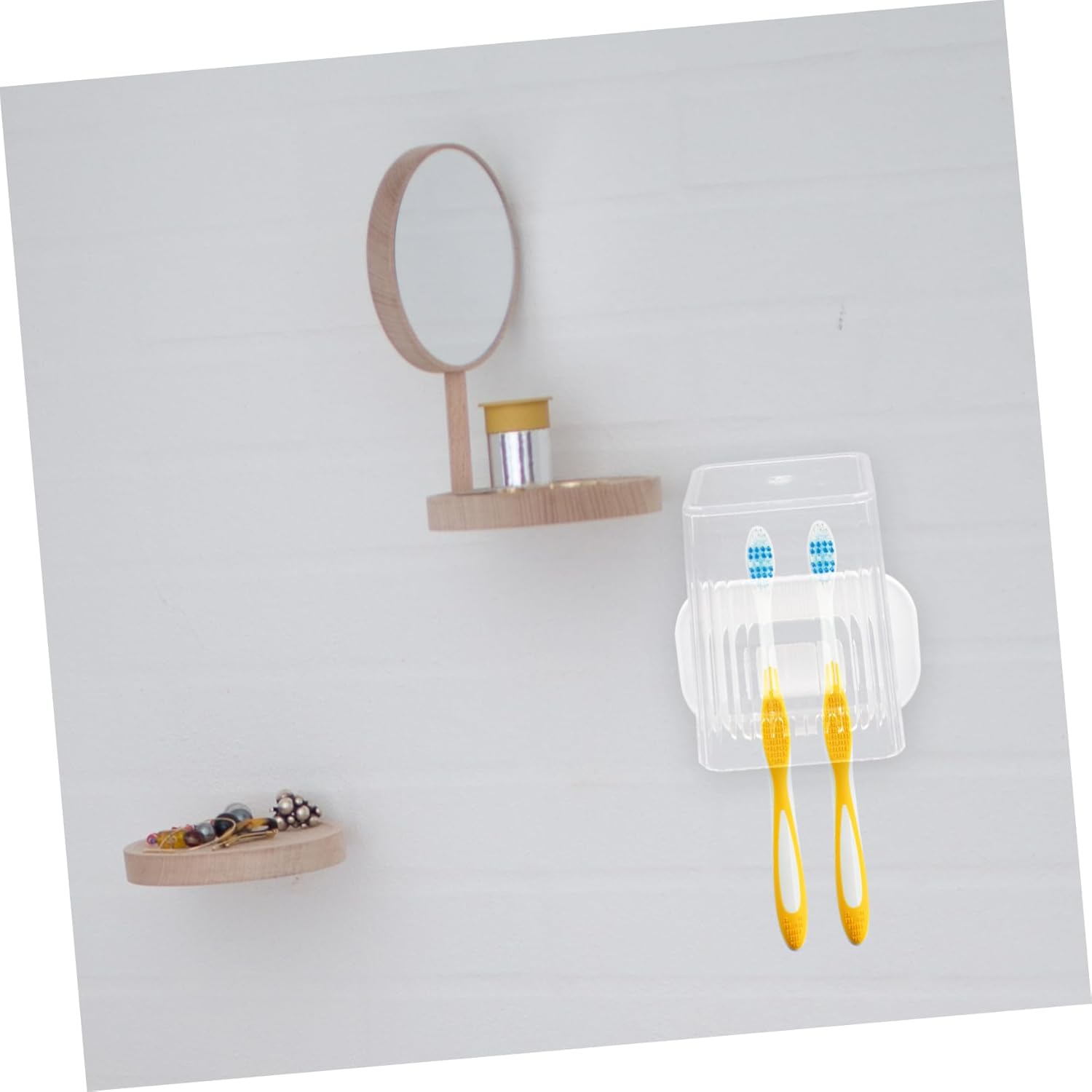 SOPOTUTU Wall Mounted Toothbrush Holder with Cover
