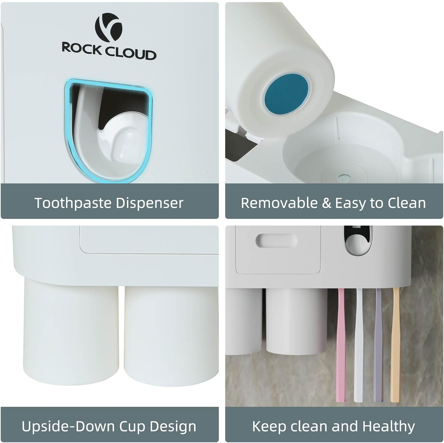 ROCK CLOUD Wall Toothbrush Holder with Toothpaste Dispenser