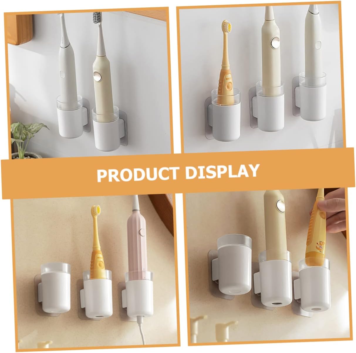 Amosfun 2pcs Wall-Mounted Electric Toothbrush Holders