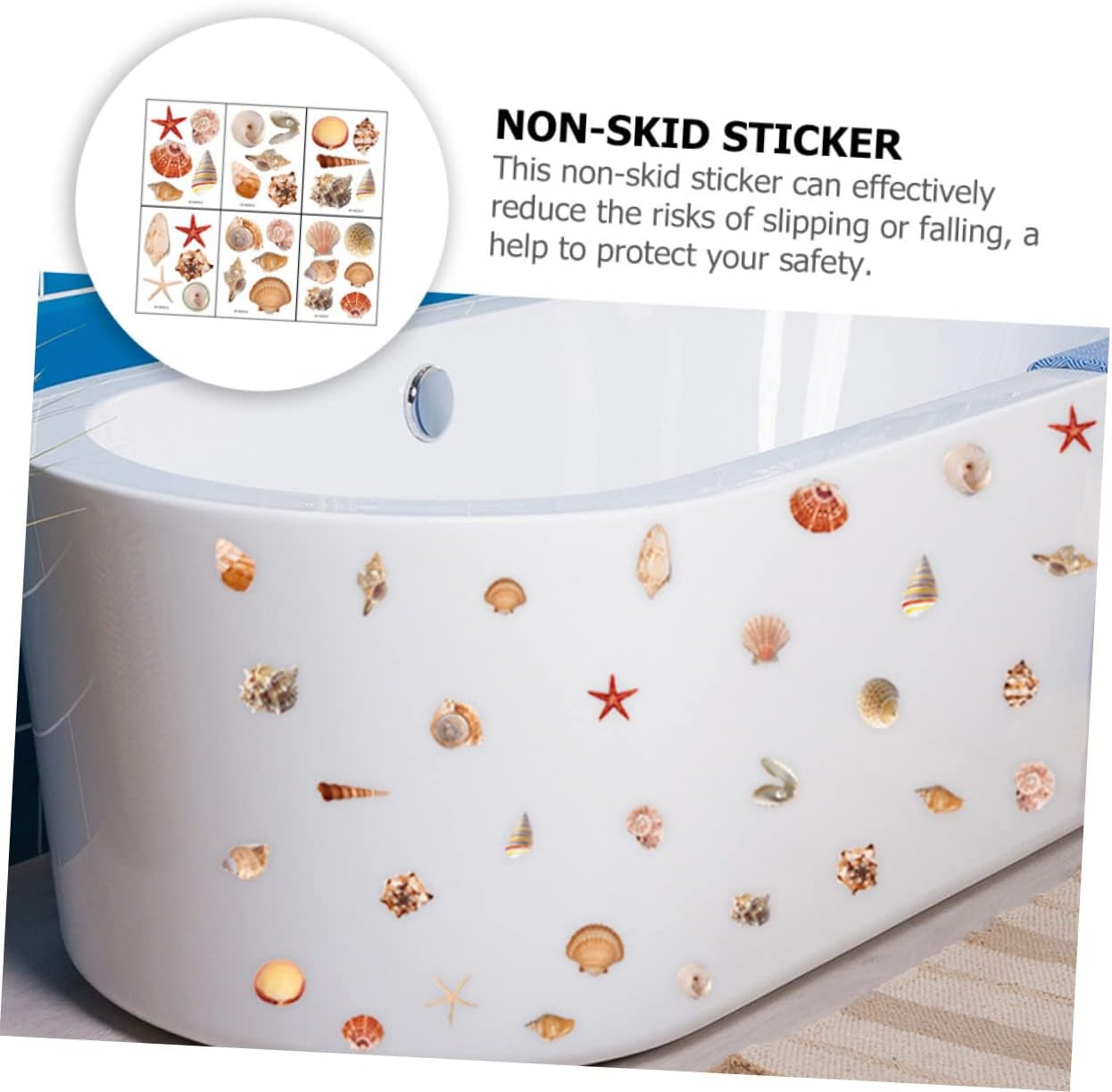 Happyyami 6 Sheets Seashell Bathtub Stickers