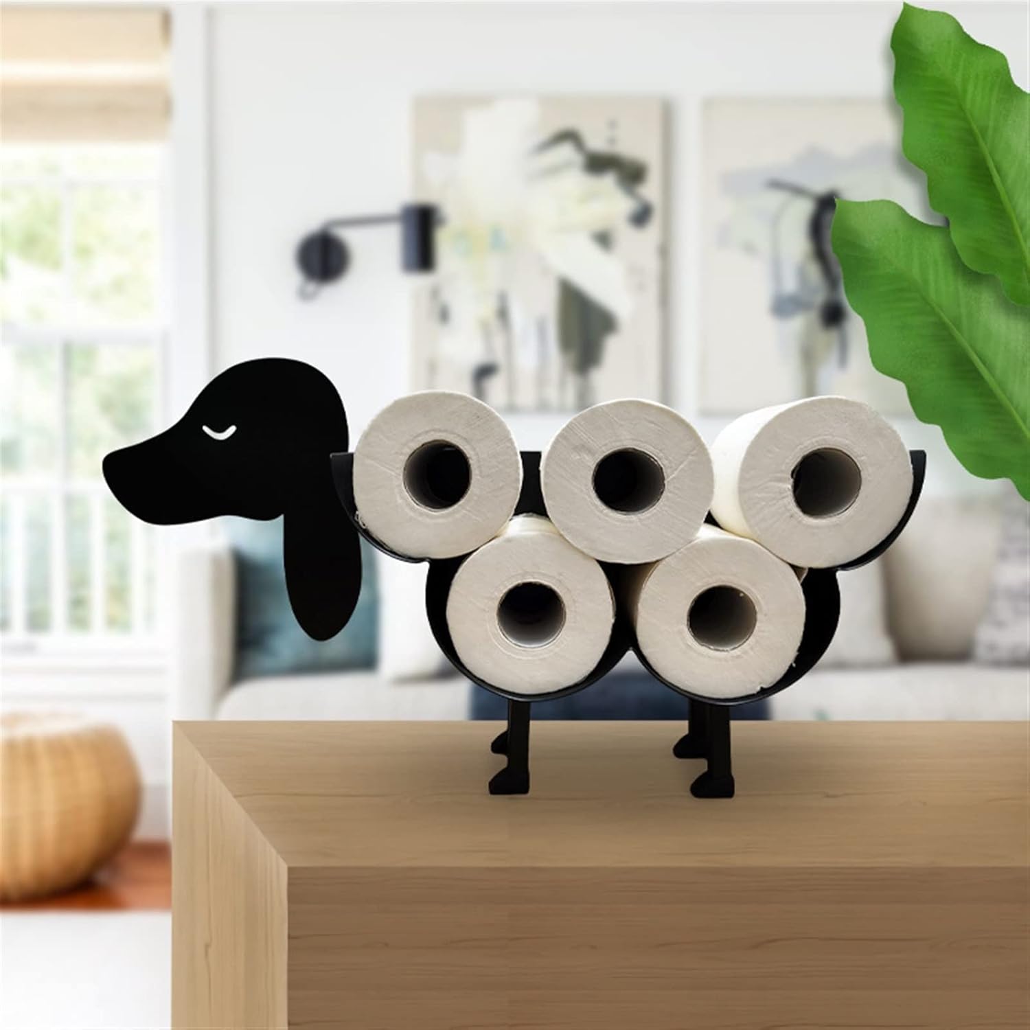 Adorable Black Metal Tissue Holder Stand with Funny Animal Design