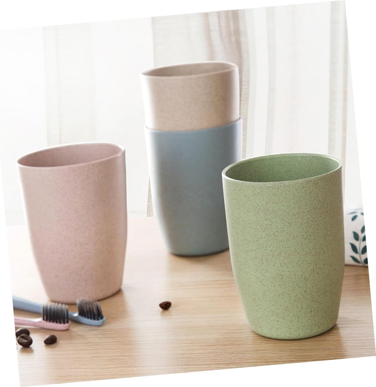 ETHZZLE Lightweight Stackable Wheat Straw Gargle Tumbler Cup for Adults and Kids