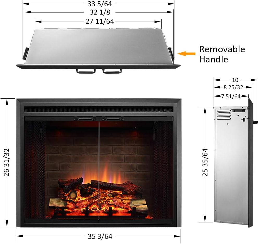 PuraFlame Klaus Electric Fireplace Insert with Fire Crackling Sound