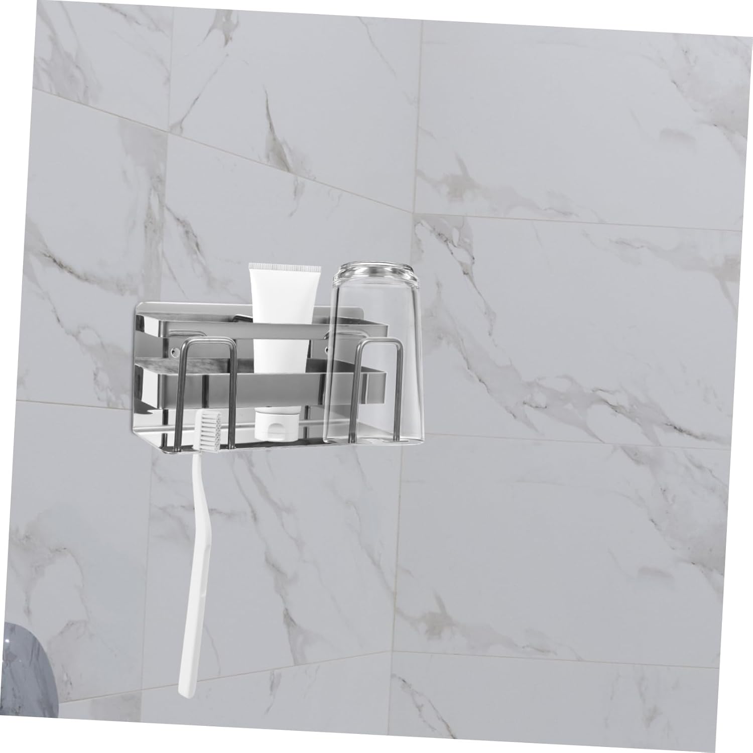 FOYTOKI Stainless Steel Toothbrush Holder Wall Mount Organizer