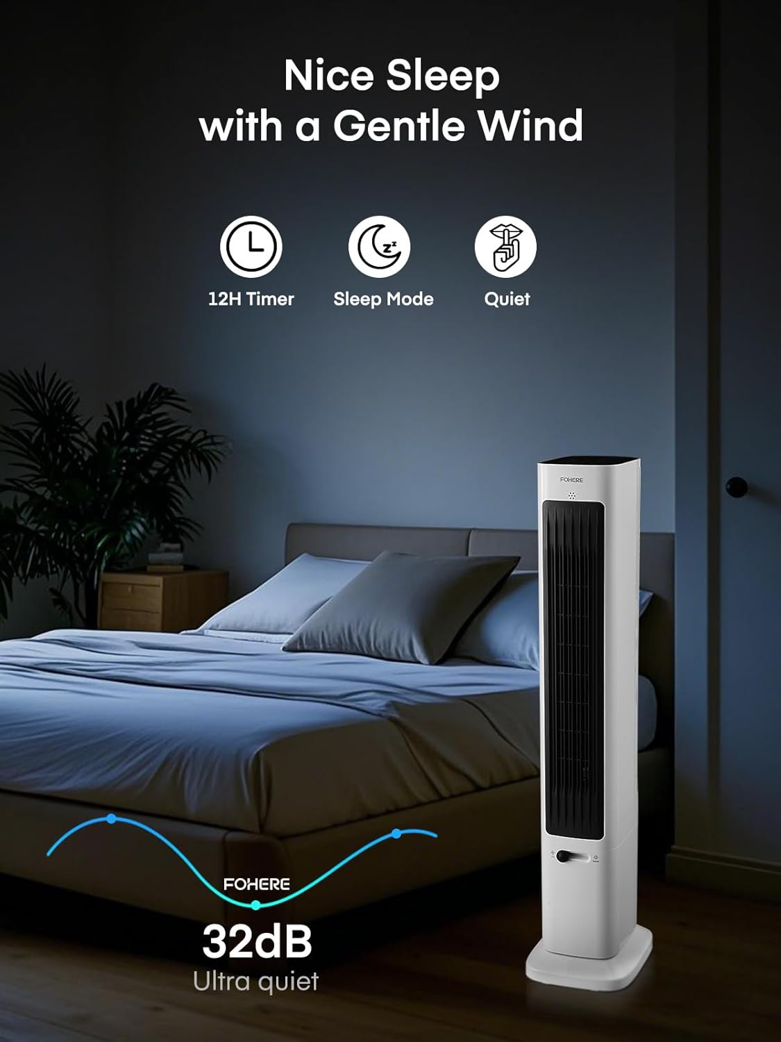 FOHERE Oscillating Fan and Heater Combo 379 Inch White