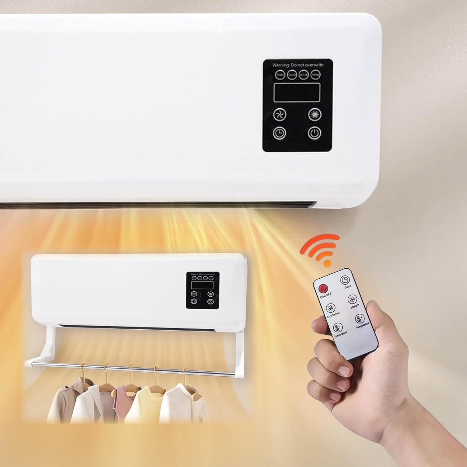 3 in 1 Portable Heater Fan Cooler with Wall Mounted Towel Rack