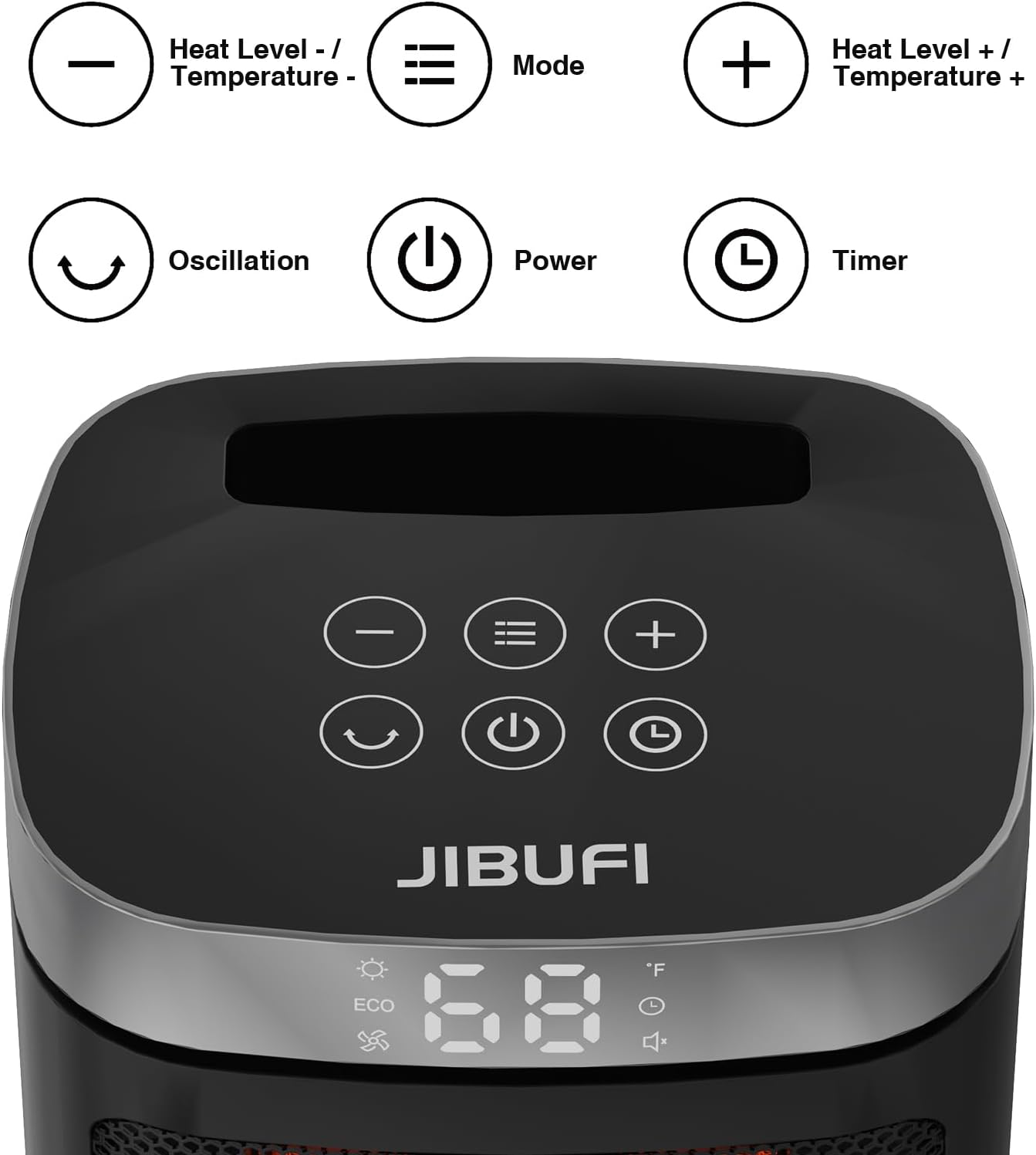 JIBUFI 1500W PTC Space Heater with 70 Oscillation and Remote Control