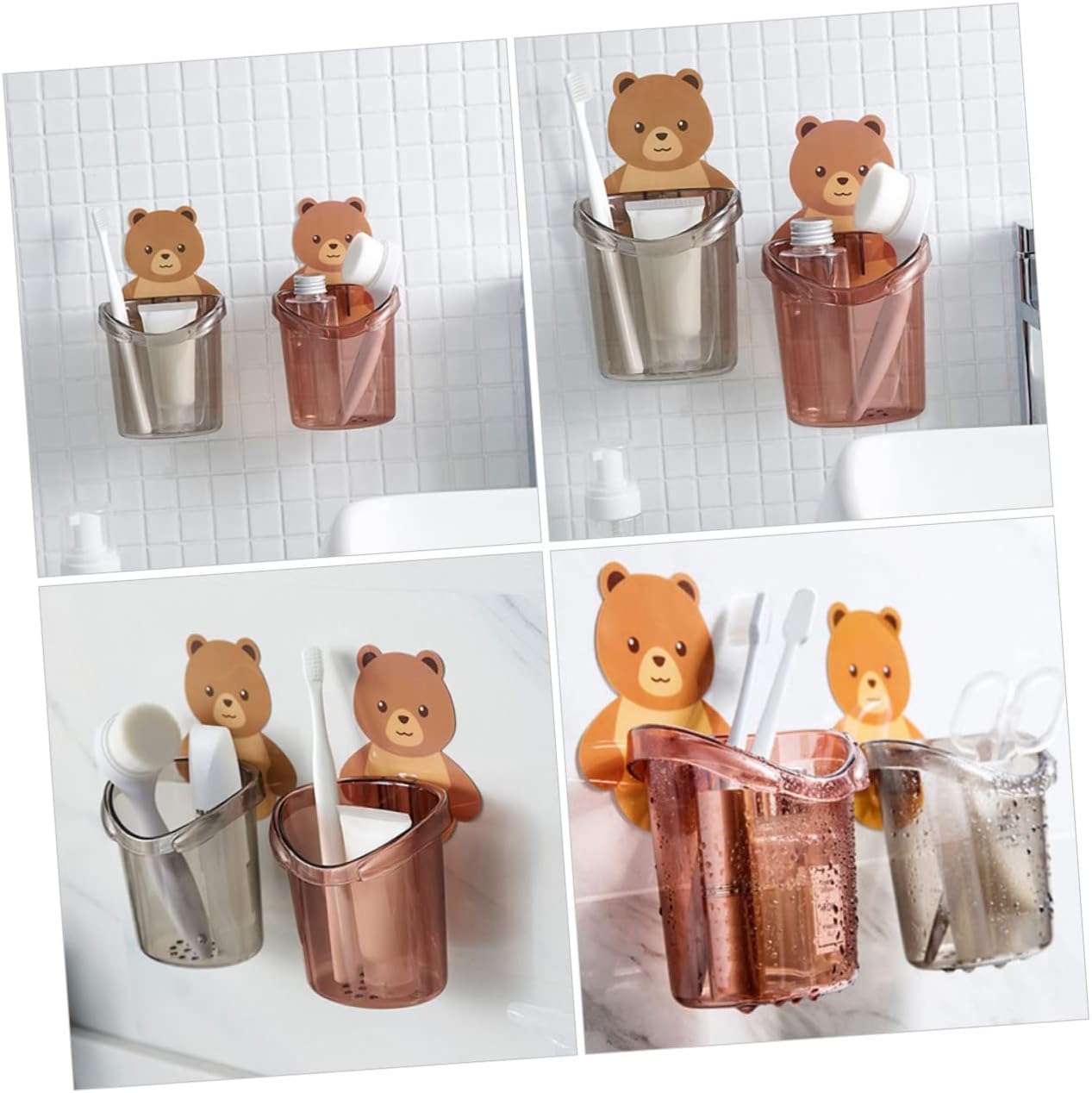 Amosfun Cartoon Toothbrush Holder 2Pcs