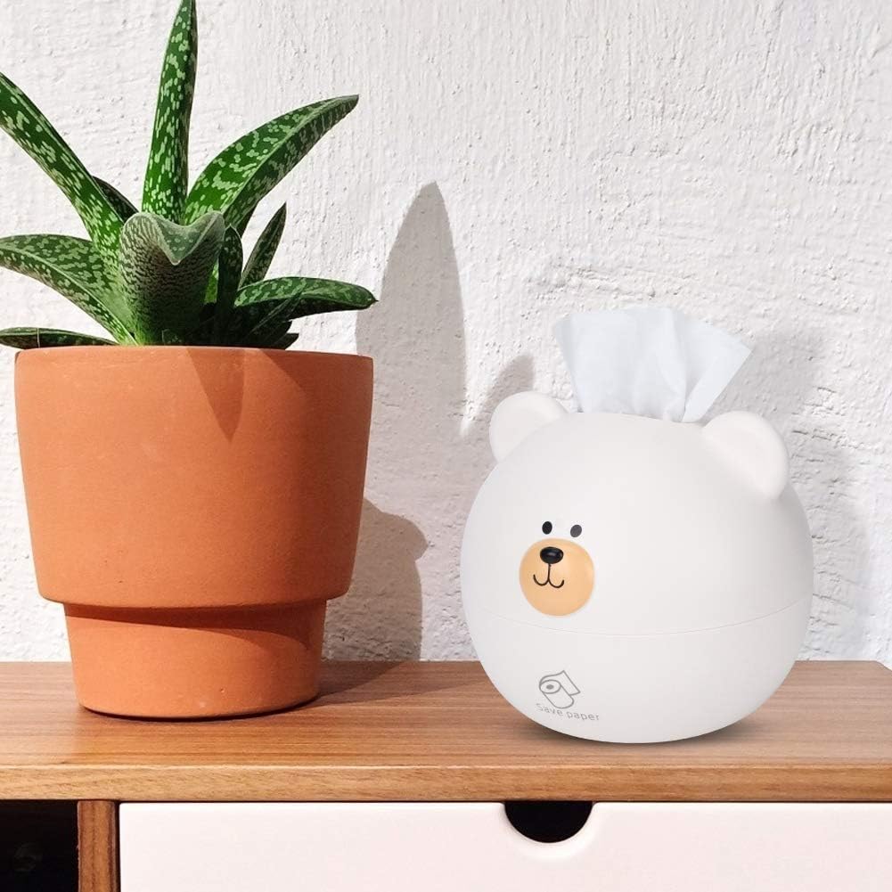 HERCHR Round Bear Head Tissue Box Cover