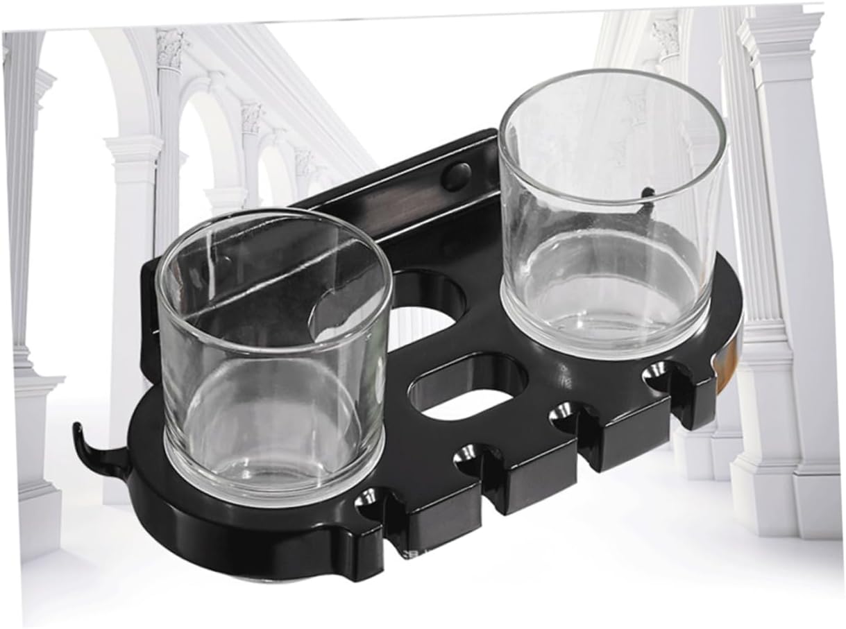 Cabilock Aluminum Toothbrush Rack with 2 Cups Easy Install