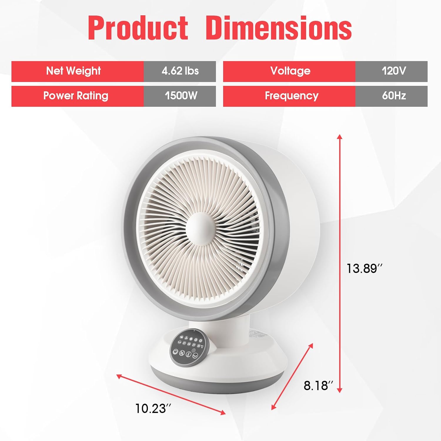 TrendGear 2 in 1 Heater Fan Combo - 1500W Portable Cooling Desk Fan