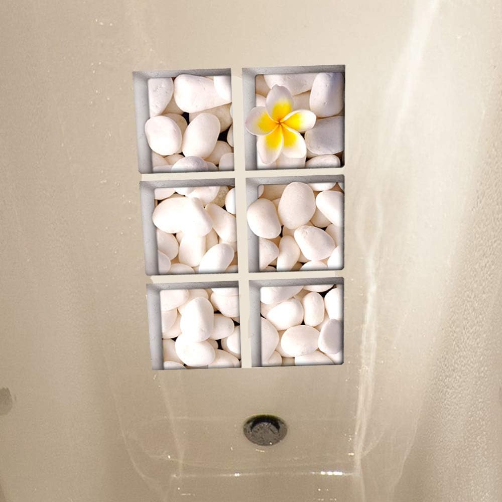 AILEGOU 3D Non-Slip Bathtub Stickers with 6 Pieces Pebbles-A02