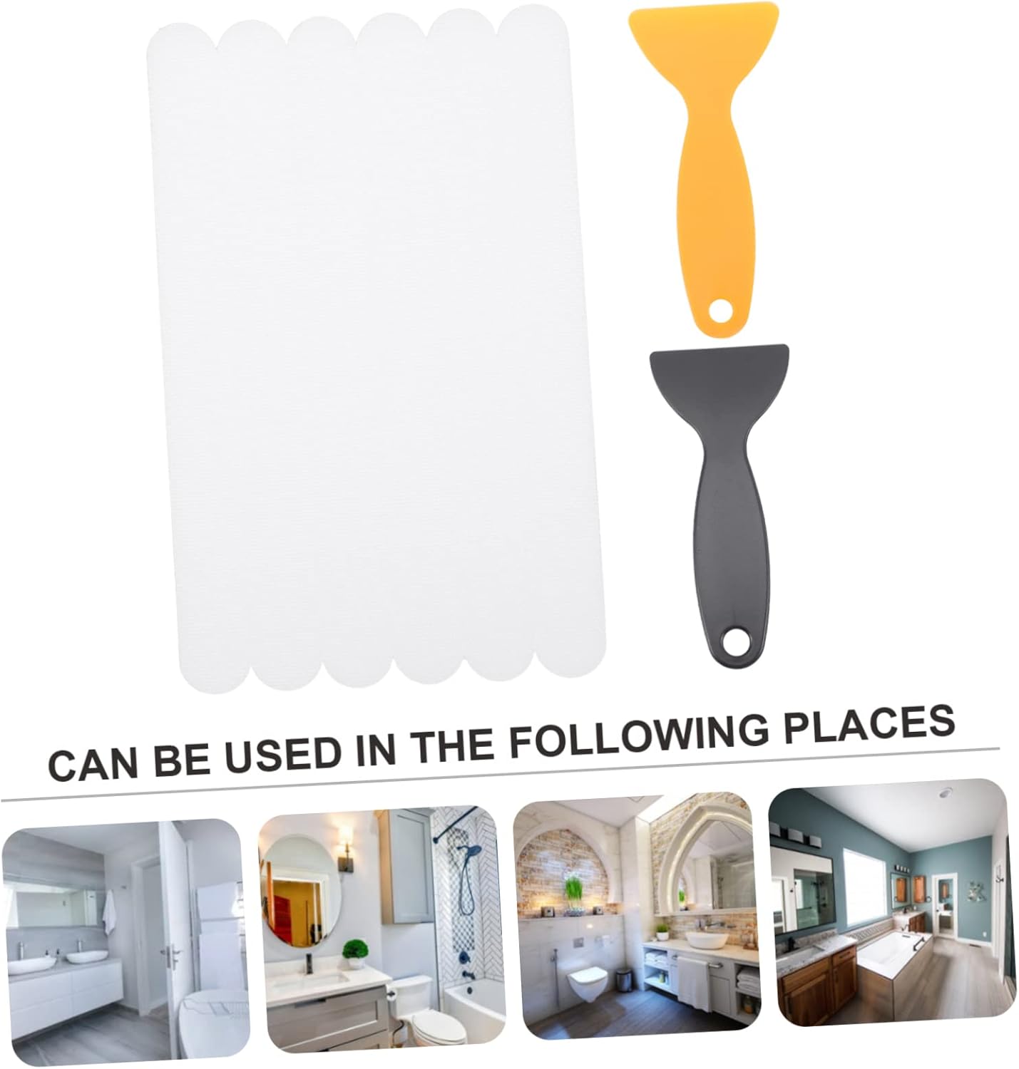 Mobestech 6Pcs Non-Slip Bath Tub Stickers with Scrapers