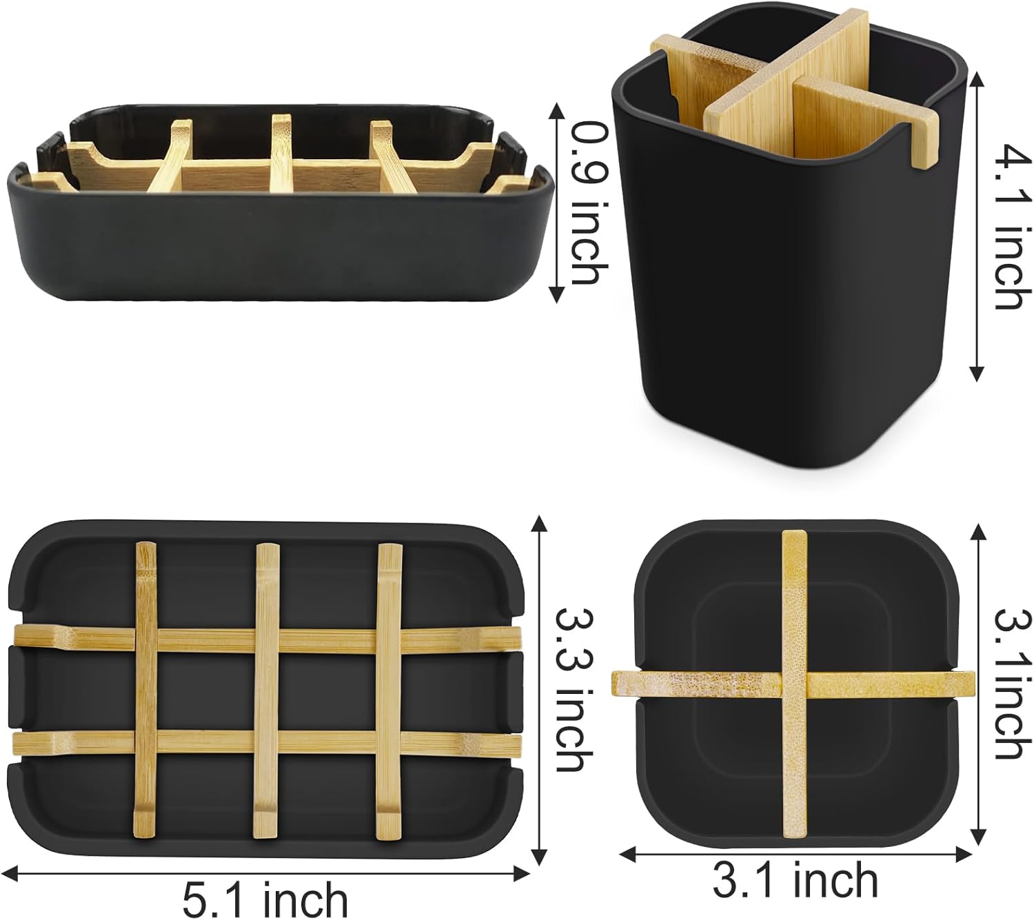 IWNTWY Toothbrush and Soap Holder Set - Black