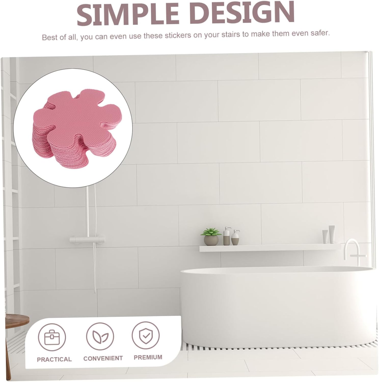 OUNONA Flower Shower Stickers Non-Slip Bathtub Decals 20pcs Peva Tape