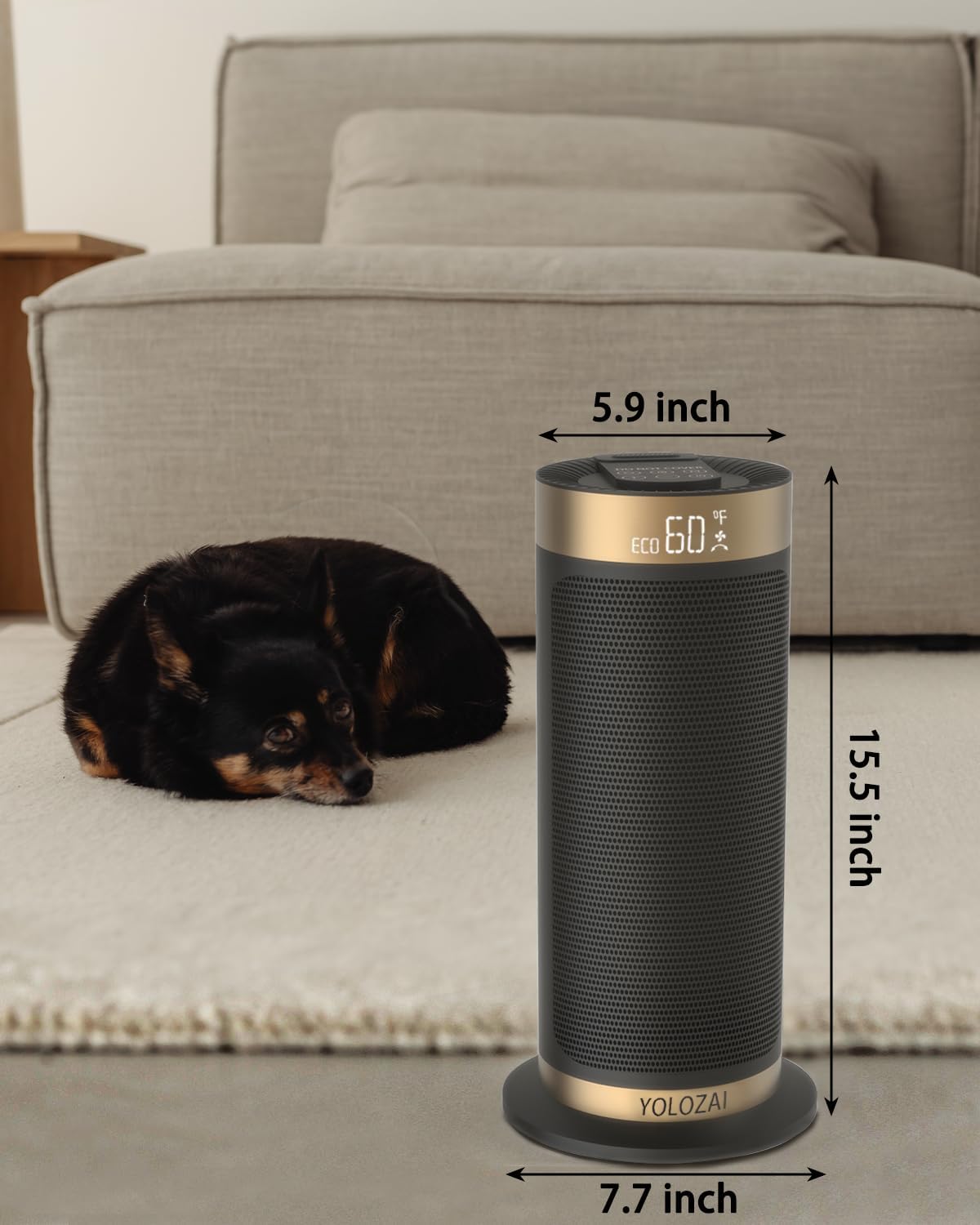 YOLOZAI 1500W PTC Space Heater with Remote and Oscillation