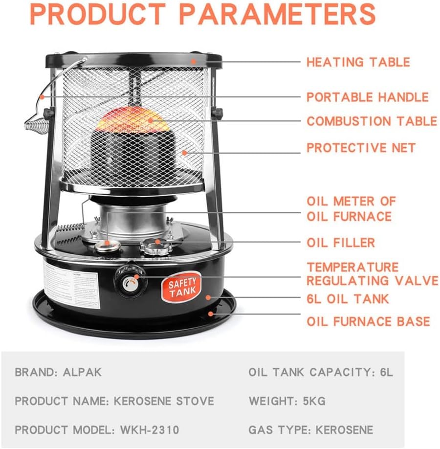 WEBUP Kerosene Heater 45L Portable Stainless Steel