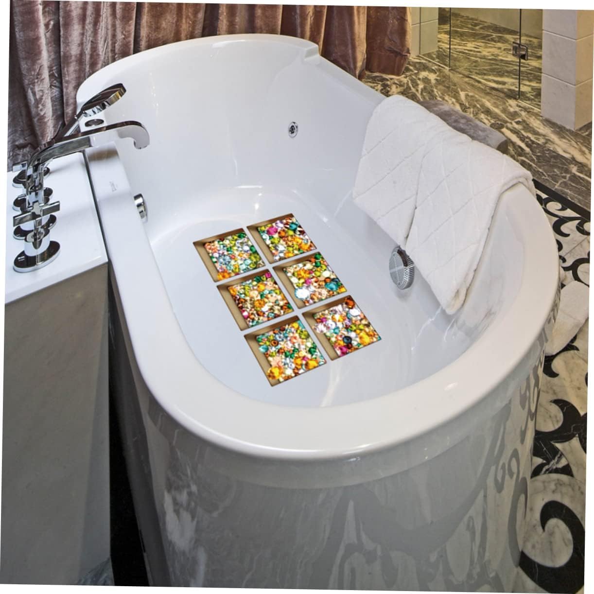 Happyyami 6 Pack 3D Bathtub Stickers Non-Slip PVC Decor