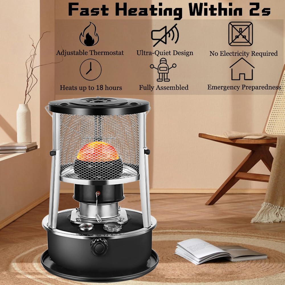LINWIN 2 in 1 Kerosene Heater Stove 9000 BTU Black