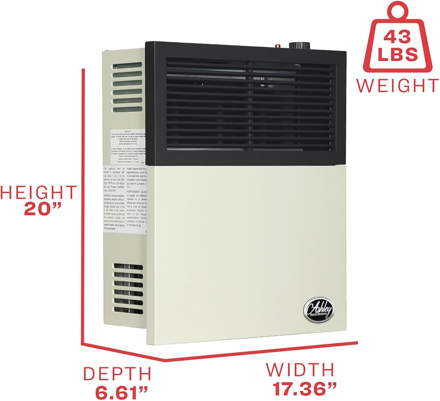 Ashley Hearth Products DVAG11N Natural Gas Heater Cream