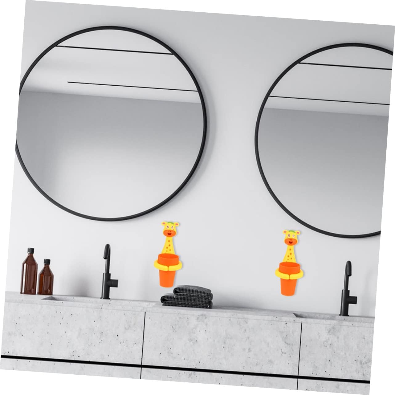 Alipis Wall Mounted Toothbrush Holder Set with Adhesive Hanger and Cup Rack