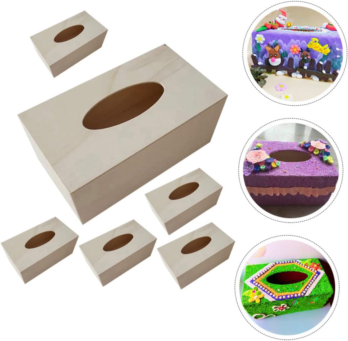 SEWOART 6PCS Blank Wood Tissue Holder DIY Set