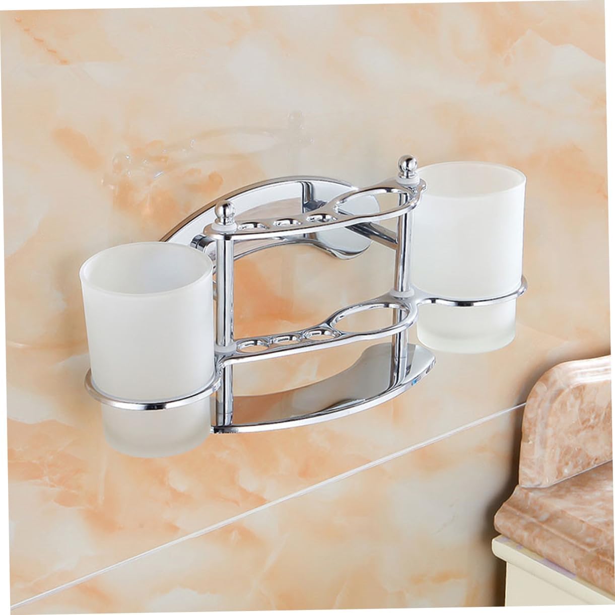 COOLHIYA Wall Mounted Toothbrush Holder with Cup