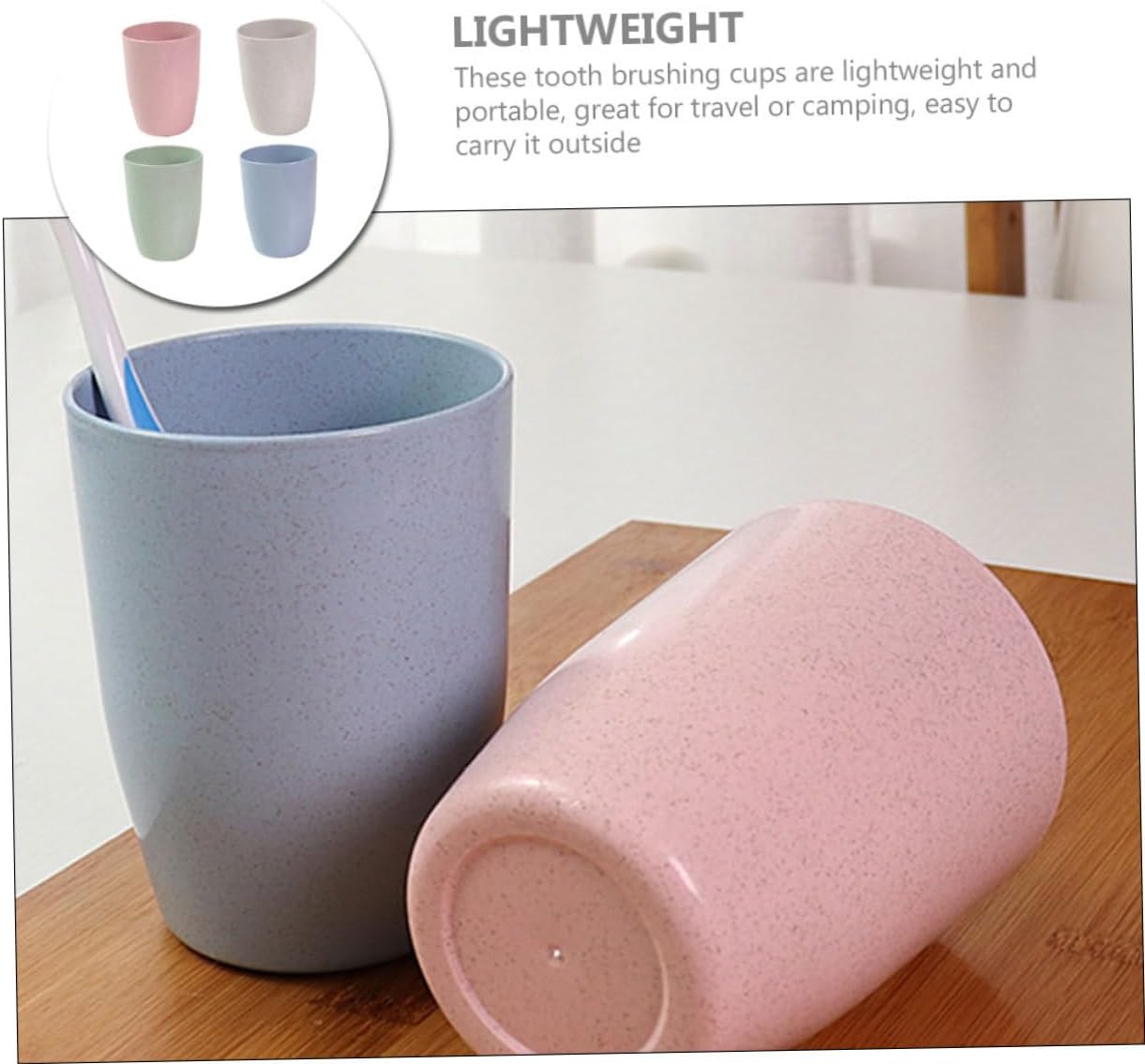 4pcs Wheatstraw Toothbrush Holder Cups for Bathroom